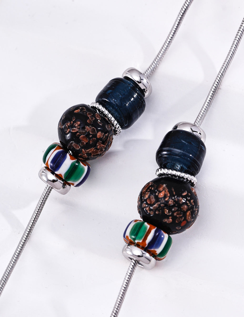 S925 Sterling Silver White Gold Nepalese Handmade Glass Bracelet