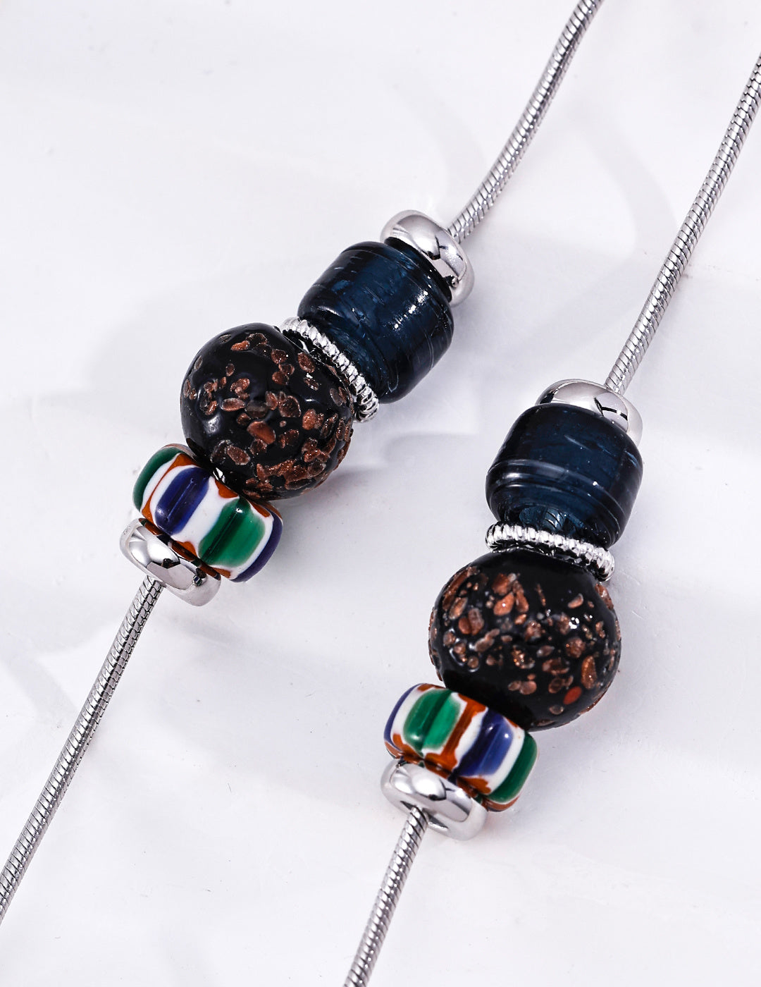 S925 Sterling Silver White Gold Nepalese Handmade Glass Bracelet