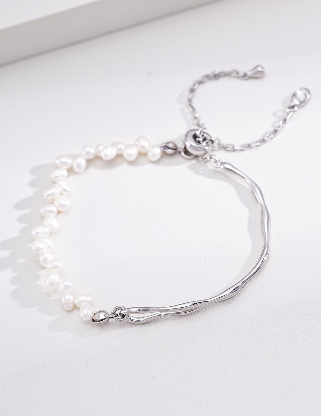 S925 Sterling Silver Simple Natural Pearl Bracelet
