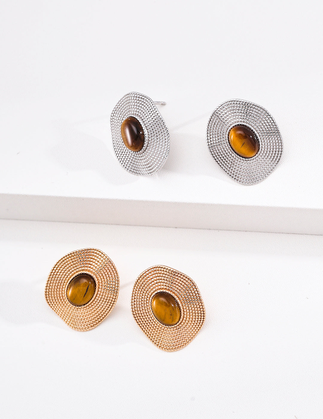 Tiger's Eye/ Mother-of-Pearl Earrings
