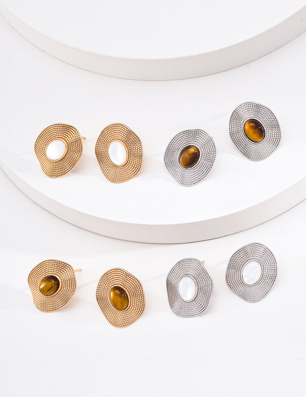 Tiger's Eye/ Mother-of-Pearl Earrings
